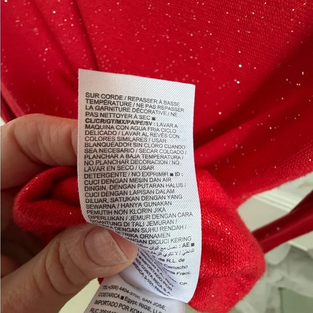 Girls XL 14 16 Old Navy Red Long Sleeve Tee glitter sparkle metallic top tee